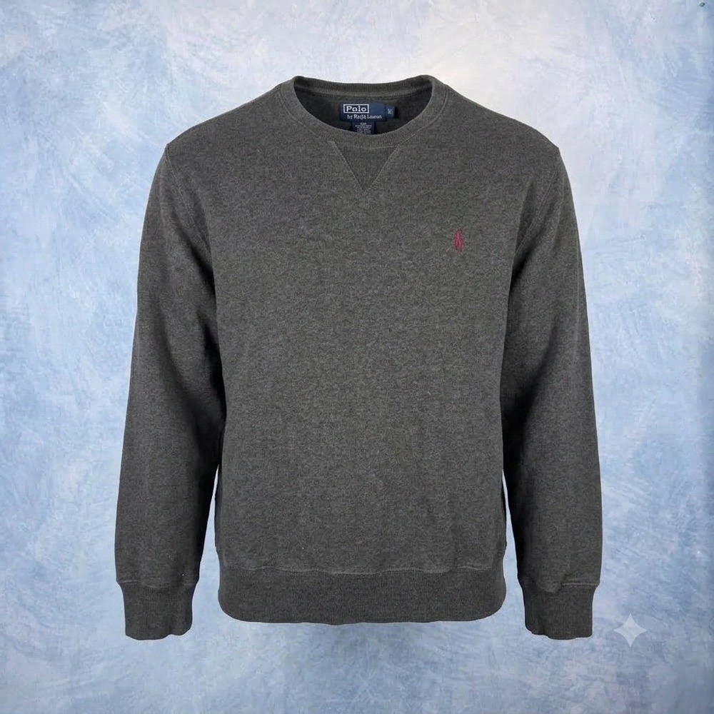 Polo Ralph Lauren Mens Crewneck Sweatshirt Gray Pima Cotton Pullover Large